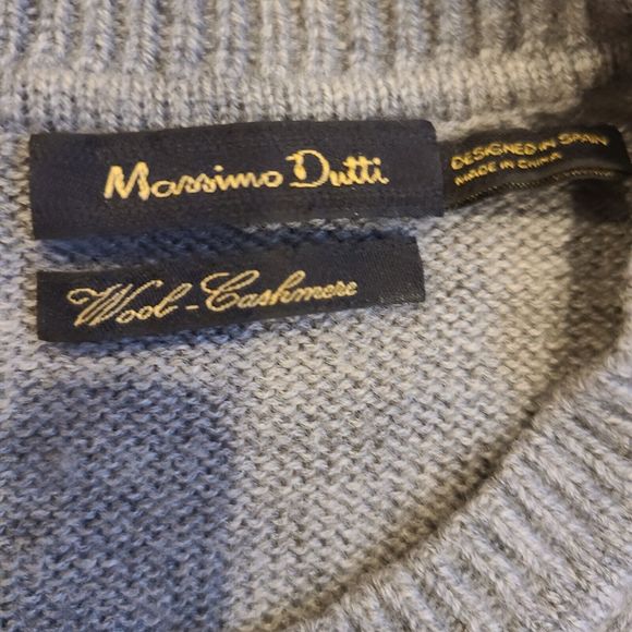 Massimo Dutti Wool Cashmere Gray Sweater Boxy Pockets Crew Tabs Back Zip Medium - Picture 7 of 8